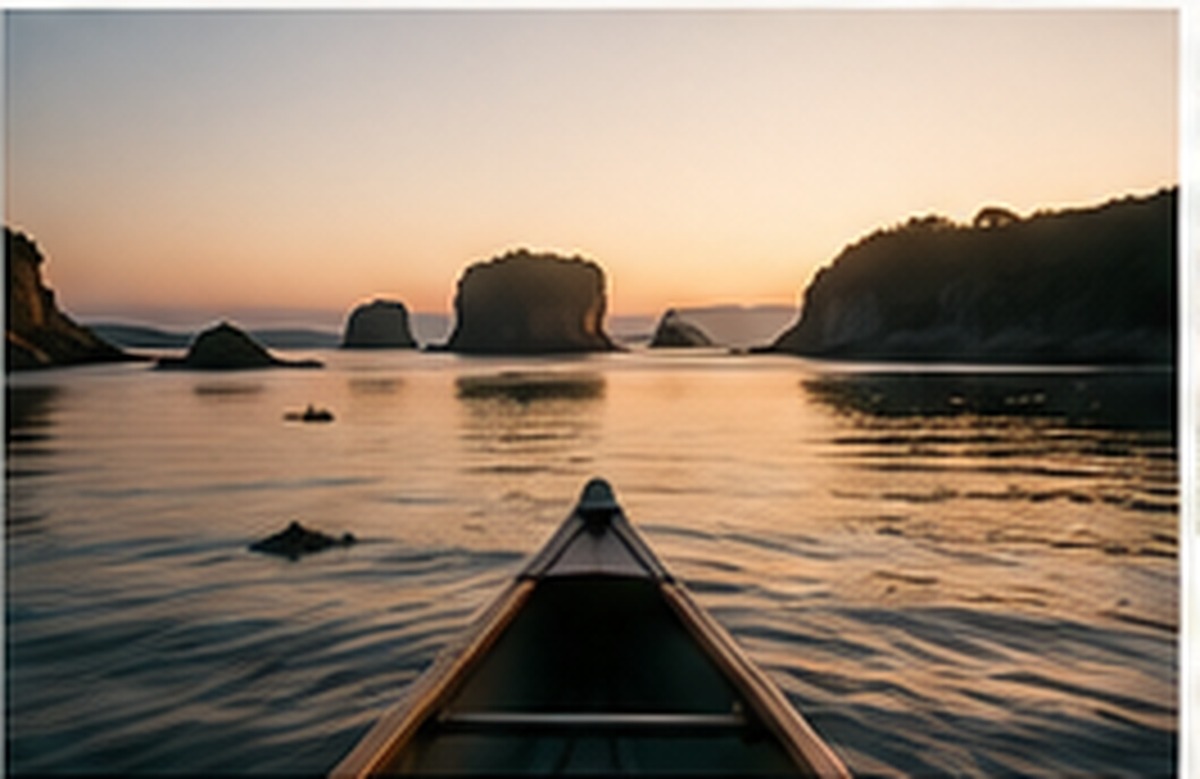 Kayak on calm coastal water